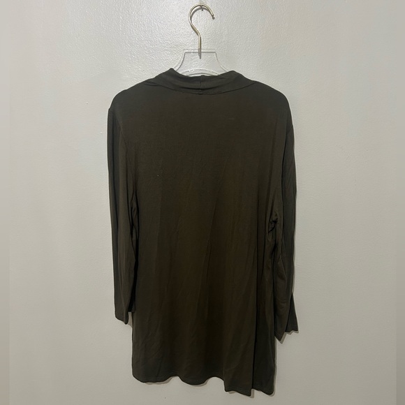 STUDIO WORKS | Open Front Cardigan, 3/4 Length Sleeves, Olive Green, Size Medium - Picture 2 of 5